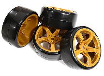 5 Spoke Complete Wheel & Tire Set (4) for Drift Racing (O.D.=62mm)