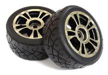 Plastic D5 Spoke Wheels w/ Rubber Radials Tires for 1/10 Mini & Tamiya M-Chassis