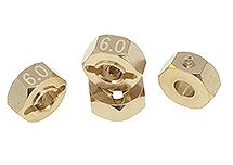 12mm Hex Wheel (4) Hub Brass 6mm Thick for Axial SCX-10, Wraith & CC01 Crawler