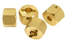 12mm Hex Wheel (4) Hub Brass 9mm Thick for Axial SCX-10, Wraith & CC01 Crawler
