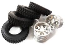 Machined Alloy Rear Dually Wheels & Tires for Tamiya 1/14 Scale Truck