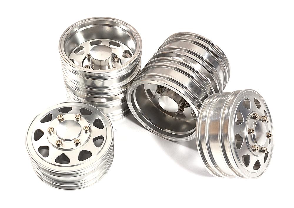 Machined Alloy Front  Rear Dually Wheel (4) Set for Tamiya 1/14 Scale  Trucks for R/C or RC Team Integy