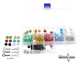 1/10 Color Body Clips, M4 Hex Wheel Nuts & 4-Way Cross Wrench w/ Carrying Box