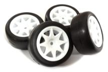 Plastic 8 Spoke Wheels w/ Rubber Slick Tires for 1/10 Mini & Tamiya M-Chassis