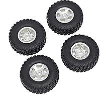 Alloy Machined Wheels (4) w/ Rubber Tires for Axial 1/24 SCX24 Rock Crawler