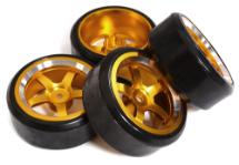 5 Spoke Complete Wheel & Tire Set (4) for Drift Racing (O.D.=62mm)