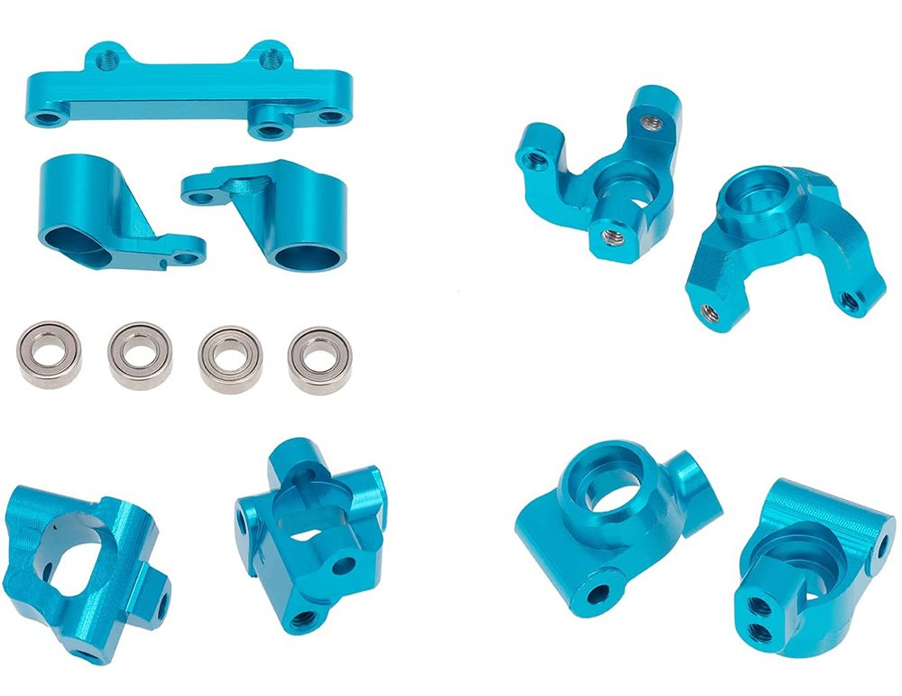 Blue DKKY Metal Upgrade Parts Kit Steering Knuckle Suspension Arms Set for Losi 1/18 Mini-T 2.0 2WD RC Truck Upgrade Parts 
