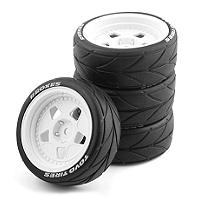 5 Spoke Complete Wheel & Tire Set (4) for 1/10 Touring (O.D.=65mm)