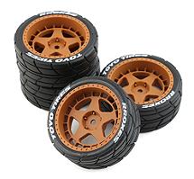 5 Spoke Complete Wheel & Tire Set (4) for 1/10 Touring (O.D.=66mm)
