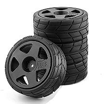 5 Spoke Complete Wheel & Tire Set (4) for 1/10 Touring (O.D.=66mm)