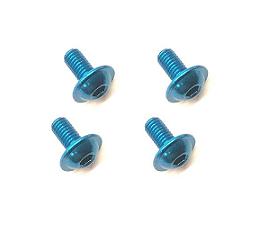 Square R/C M3 x 6mm Aluminum Button Head Hex Screws (Flanged) Blue (4 pcs)