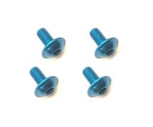 Square R/C M3 x 6mm Aluminum Button Head Hex Screws (Flanged) Blue (4 pcs)