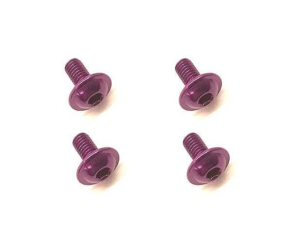 Square R/C M3 x 6mm Aluminum Button Head Hex Screws (Flanged) Purple (4 pcs)