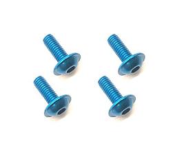 Square R/C M3 x 8mm Aluminum Button Head Hex Screws (Flanged) Light Blue (4 pcs)