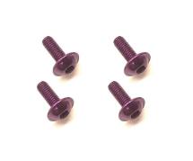Square R/C M3 x 8mm Aluminum Button Head Hex Screws (Flanged) Purple (4 pcs)