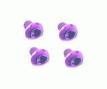Square R/C M3 x 5mm Aluminum Button Head Hex Screws (Purple) 4 pcs.