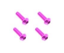 Square R/C M3 x 10mm Aluminum Button Head Hex Screws (Pink) 4 pcs.