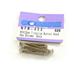 Square R/C M3 x 22mm Titanium Button Head Hex Screws (6 pcs.)