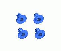 Square R/C M3 x 6mm Aluminum Flat Head Hex Screws (Blue) 4 pcs.