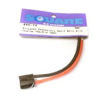 Square R/C European Connectors - Small Male with Housing, 14Ga. Wire (100mm)