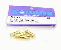 Square R/C Gold Bullet Connectors for LiPo Batteries, 5mm (4 pcs.)
