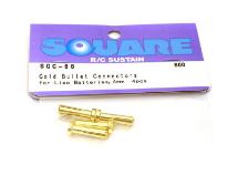 Square R/C Gold Bullet Connectors for LiPo Batteries, 4mm (4 pcs.)