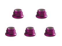 Square R/C 3mm Aluminum Lock Nuts, Flanged (Purple) 5 pcs.