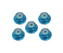 Square R/C 2mm Aluminum Lock Nuts, Flanged (Light Blue) 5 pcs.