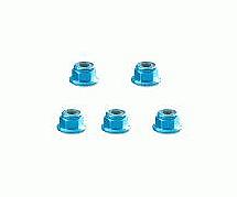 Square R/C 3mm Aluminum Lock Nuts, Flanged (Light Blue) 5 pcs.