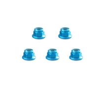 Square R/C 4mm Aluminum Lock Nuts, Flanged (Light Blue) 5 pcs.