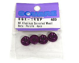 Square R/C M4 Aluminum Serrated Wheel Nuts (Purple) 4 pcs.