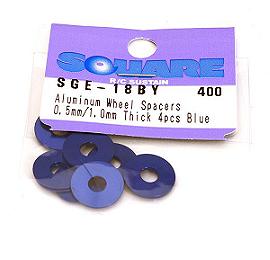 Square R/C Aluminum Wheel Spacers, 0.5mm/1mm Thick (Blue) 4 pcs. Each