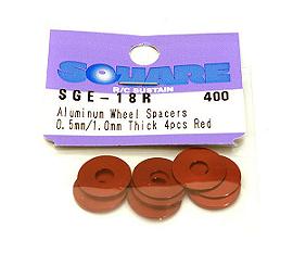 Square R/C Aluminum Wheel Spacers, 0.5mm/1mm Thick (Red) 4 pcs. Each