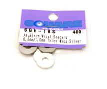 Square R/C Aluminum Wheel Spacers, 0.5mm/1mm Thick (Silver) 4 pcs. Each