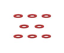 Square R/C M3 Aluminum Ball Stud Washers, 0.5mm Thick (Red) 8 pcs.