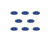 Square R/C M3 Aluminum Ball Stud Washers, 1mm Thick (Blue) 8 pcs.