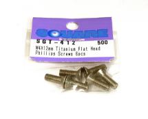 Square R/C M4 x 12mm Titanium Flat Head Phillips Screws (6 pcs.)