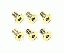 Square R/C M3 x 6mm Stainless Steel Flat Head Hex Screws, Gold Plated (6 pcs.)