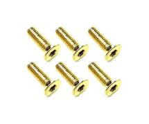 Square R/C M3 x 10mm Stainless Steel Flat Head Hex Screws, Gold Plated (6 pcs.)