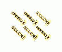 Square R/C M3 x 14mm Stainless Steel Flat Head Hex Screws, Gold Plated (6 pcs.)