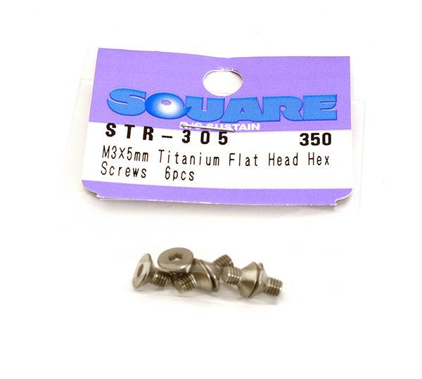 Square R/C M3 x 5mm Titanium Flat Head Hex Screws (6 pcs.) for R/C or RC  Team Integy