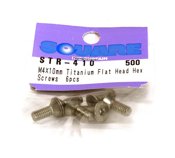 Square R/C M4 x 10mm Titanium Flat Head Hex Screws (6 pcs.) for R/C or RC  Team Integy