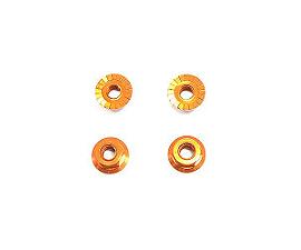 Square R/C M4 Aluminum Serrated Wheel Nuts (Orange) 4 pcs.