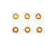 Square R/C M3 Aluminum Ball Stud Washers, 0.5mm Thick (Orange) 6 pcs.