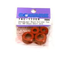 Square R/C Aluminum Upper and Lower Damper Cylinder Cap (Thin) for Tamiya, Red