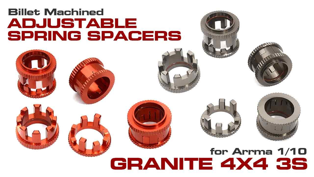 Billet Machined Adjustable Spring Spacers for 1/10 Granite 4x4 3S (#C32931)