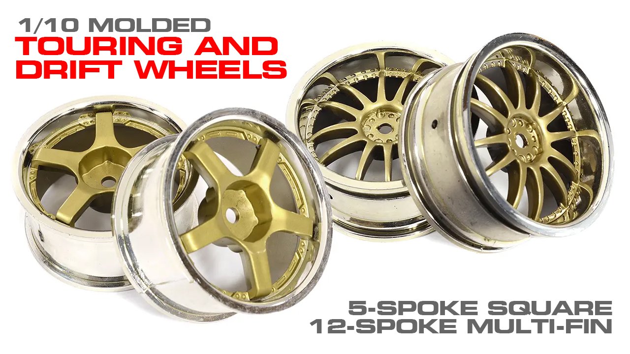 5-Spoke and 12-Spoke Wheel Set for 1/10 Drift or Touring Cars (#C23929, C23930)