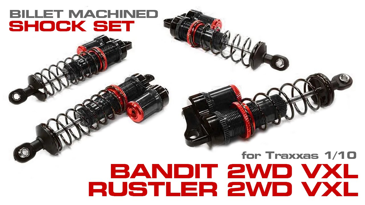 Billet Machined Piggyback Shock Set for Traxxas 1/10 Rustler 2WD & Bandit VXL (#