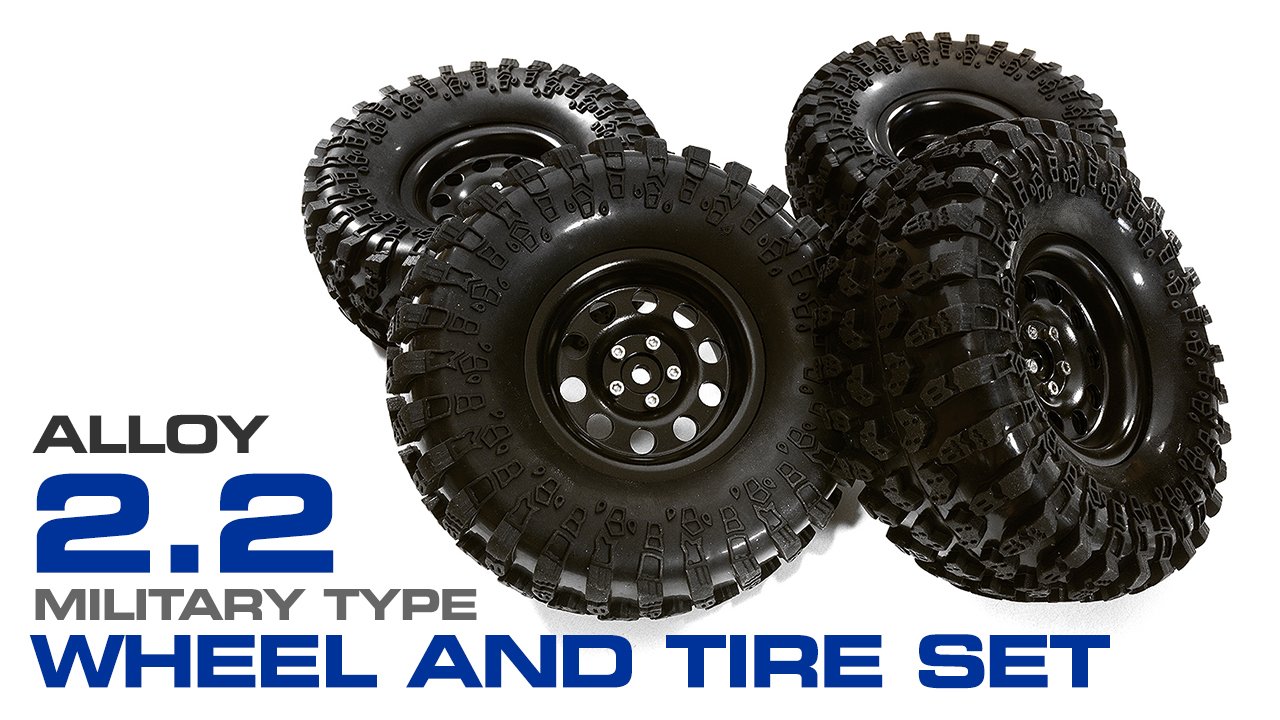 Black Metal Alloy 2.2 Size Wheel & Tire Set for 1/10 Off-Road (#C28947)