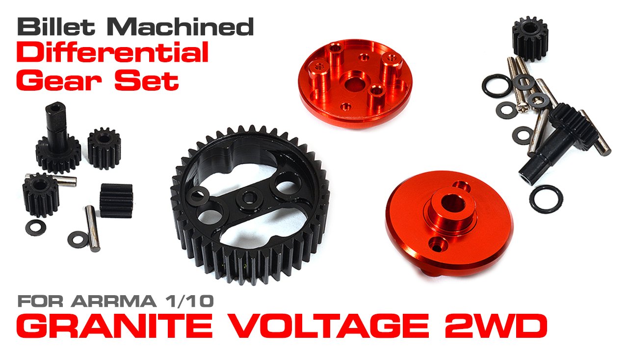 Billet Machined Diff Gears & Housings Set for 1/10 Granite Voltage 2WD (#C29375)